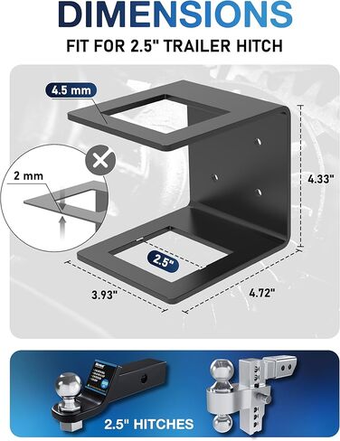 2.5 Inch Truck Bed Hitch Holder, Trailer Hitch Storage Bracket, Wall Mount Rack, Storage Holder for 2.5" Ball Mount Shank in Kuwait