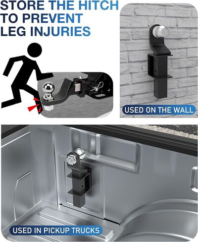 2.5 Inch Truck Bed Hitch Holder, Trailer Hitch Storage Bracket, Wall Mount Rack, Storage Holder for 2.5" Ball Mount Shank in Kuwait