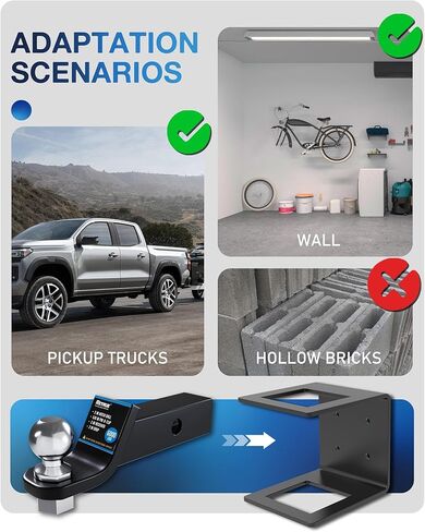 2.5 Inch Truck Bed Hitch Holder, Trailer Hitch Storage Bracket, Wall Mount Rack, Storage Holder for 2.5" Ball Mount Shank in Kuwait