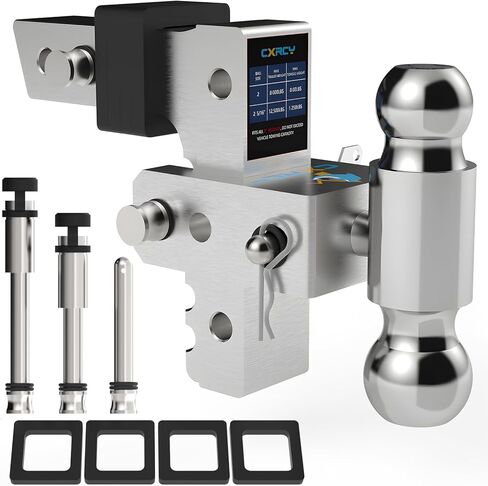 Adjustable Trailer Hitch,2.5'' Receiver, 8 inch Drop/Rise,Heavy Duty Aluminum Tow Hitches(2"&2-5/16"Ball),Trailer Max 12500LBS(US patents,No.US012304258B1) in Kuwait