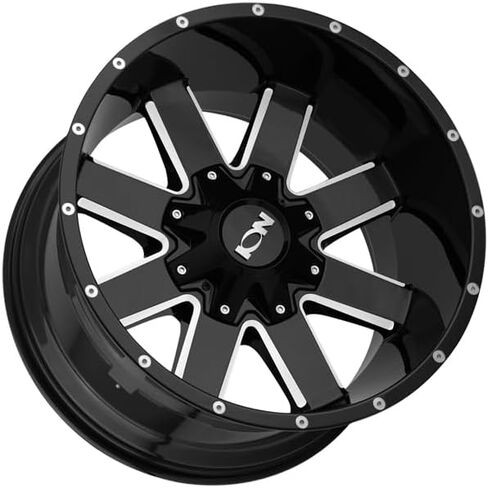 العجلات الأيونية 141 عجلة مطحونة باللون الأسود اللامع مع سبائك فولاذية (20 × 10 بوصة /6 × 106 ملم، إزاحة -19 ملم) in Kuwait