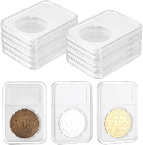 20 عبوة 40 مم حامل عرض لوح العملات المعدنية من البلاستيك الشفاف وأكمام حماية لهواة جمع العملات وحقيبة عرض حامل للمنزل والمكتب وتنظيم المجموعة واللوازم in Kuwait