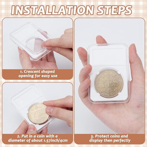 20 عبوة 40 مم حامل عرض لوح العملات المعدنية من البلاستيك الشفاف وأكمام حماية لهواة جمع العملات وحقيبة عرض حامل للمنزل والمكتب وتنظيم المجموعة واللوازم in Kuwait