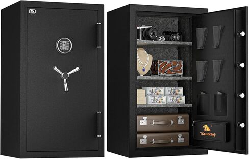 TIGERKING 8.78 قدم مكعب مقاوم للحريق ومقاوم للماء وآمن للمنزل، فولاذ شديد التحمل، 40 دقيقة 1200 درجة فهرنهايت للحماية من الحرائق، حماية للمياه لمدة 72 ساعة، قفل لوحة مفاتيح سهل الوصول، جيوب منظم الباب، أرفف قابلة للتعديل in Kuwait