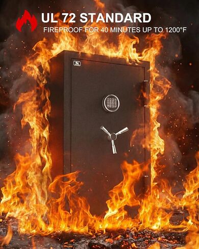TIGERKING 8.78 قدم مكعب مقاوم للحريق ومقاوم للماء وآمن للمنزل، فولاذ شديد التحمل، 40 دقيقة 1200 درجة فهرنهايت للحماية من الحرائق، حماية للمياه لمدة 72 ساعة، قفل لوحة مفاتيح سهل الوصول، جيوب منظم الباب، أرفف قابلة للتعديل in Kuwait