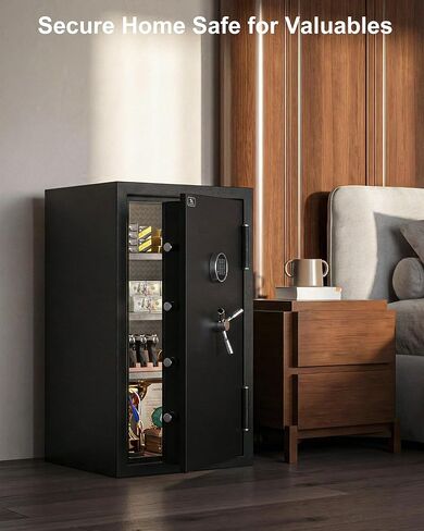 TIGERKING 8.78 قدم مكعب مقاوم للحريق ومقاوم للماء وآمن للمنزل، فولاذ شديد التحمل، 40 دقيقة 1200 درجة فهرنهايت للحماية من الحرائق، حماية للمياه لمدة 72 ساعة، قفل لوحة مفاتيح سهل الوصول، جيوب منظم الباب، أرفف قابلة للتعديل in Kuwait