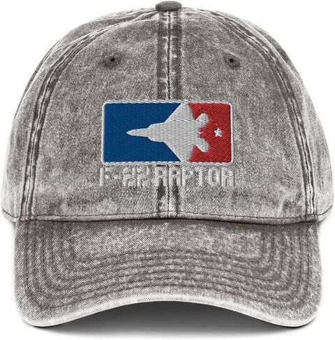 F-22 Raptor Military Combat Fighter Jet Silhouette Pilots Aviation Enthusiasts Embroidered F22 Vintage Cotton Twill Cap in Saudi Arabia