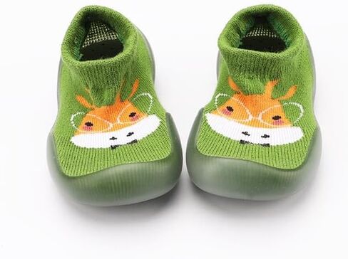 Toddler Winter Floor Sock Shoes 0-3Y - Cartoon Non-Slip Prewalker Slippers Warm Baby Socks for Early Education （Green Deer） in Saudi Arabia