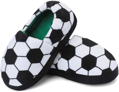 Toddler Boys Girls Football Slippers Soft Fuzzy Slip-Ons Little Kid Warm Indoor House white in Saudi Arabia