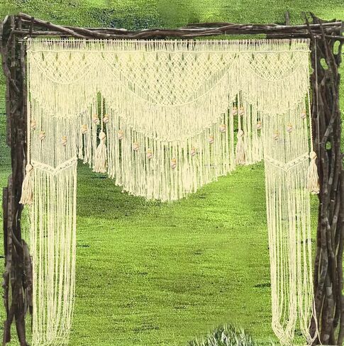 خلفية زفاف كبيرة من kiido لشجرة/قوس بوهيمي للتعليق على الحائط ديكور بوهو نسيج المدخل/ستائر النافذة مقسم الغرفة - فاخر (78 بوصة عرض × 82 ارتفاع) in Kuwait