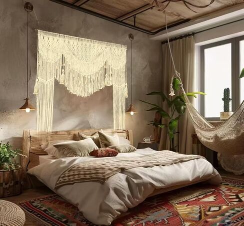 خلفية زفاف كبيرة من kiido لشجرة/قوس بوهيمي للتعليق على الحائط ديكور بوهو نسيج المدخل/ستائر النافذة مقسم الغرفة - فاخر (78 بوصة عرض × 82 ارتفاع) in Kuwait