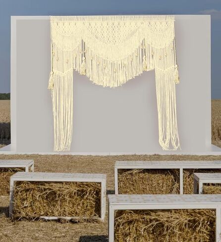 خلفية زفاف كبيرة من kiido لشجرة/قوس بوهيمي للتعليق على الحائط ديكور بوهو نسيج المدخل/ستائر النافذة مقسم الغرفة - فاخر (78 بوصة عرض × 82 ارتفاع) in Kuwait