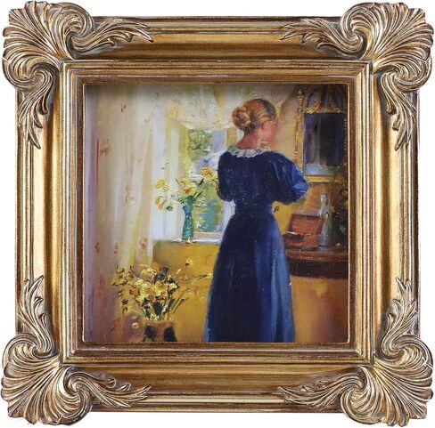 SIKOO 4x4 Vintage Picture Frames Small 4x4 Antique Ornate Picture Frame Square with Glass Front for Tabletop and Wall Hanging Vintage Wall Decor Gallery Wall Bronze Gold in Saudi Arabia