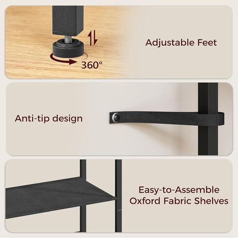 Large Purse Organizer for Women with 8 Purse Hanger, 3-Tier Tall Floor Standing Purse Rack with 6 Side Hooks for Storage, Space Saving Handbag Organizer, Bedroom, Entryway, Black HSBK8301 in Kuwait