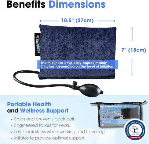 Innotech LumbAIRPlus – Premium Portable Inflatable Lumbar Support Cushion with Enhanced Adjustable Air System for Customized Comfort, Navy in Saudi Arabia