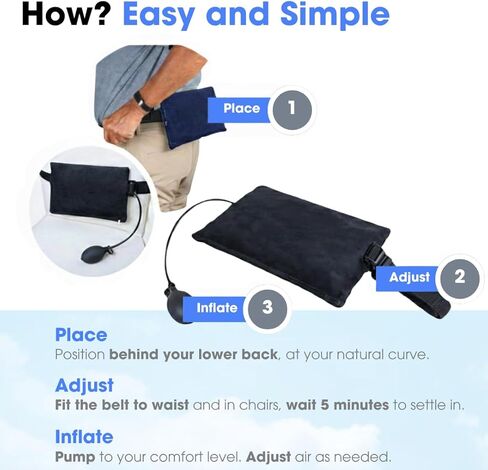 Innotech LumbAIRPlus – Premium Portable Inflatable Lumbar Support Cushion with Enhanced Adjustable Air System for Customized Comfort, Navy in Saudi Arabia