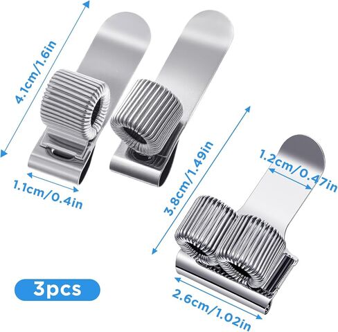 Retractable Pen Holder Clip, 3pcs Spring Loop Pencil Clip, Single Hole & Double Hole Hook Metal Pens Loop Clips, Adjustable Pen Holder for Notebook, Attachments for Notebook in Saudi Arabia