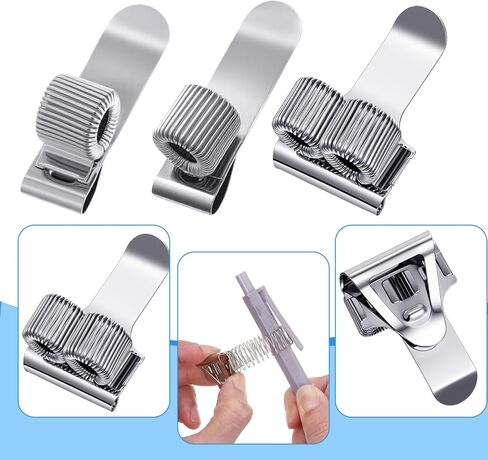 Retractable Pen Holder Clip, 3pcs Spring Loop Pencil Clip, Single Hole & Double Hole Hook Metal Pens Loop Clips, Adjustable Pen Holder for Notebook, Attachments for Notebook in Saudi Arabia