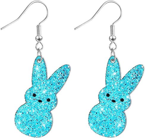 Cute Bunny Easter Spring Earrings Glitter Acrylic Dangle Earrings for Women Easter Gifts with Assorted Colors in Saudi Arabia