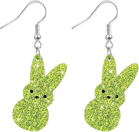 Cute Bunny Easter Spring Earrings Glitter Acrylic Dangle Earrings for Women Easter Gifts with Assorted Colors in Saudi Arabia