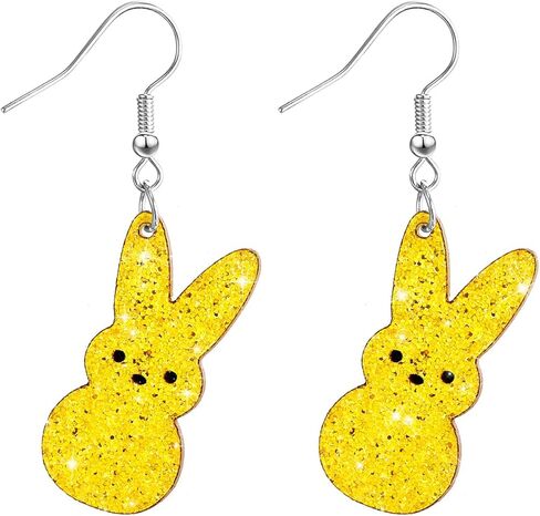 Cute Bunny Easter Spring Earrings Glitter Acrylic Dangle Earrings for Women Easter Gifts with Assorted Colors in Saudi Arabia