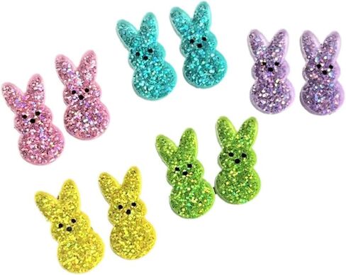 5 Pcs Shining Easter Rabbit Resin Dangle Earrings Set for Women Jewelry (A) in Kuwait