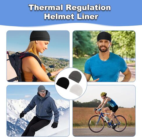 3pcs Football Skull Caps Silk Skull Cap for Locs Moisture Wicking Stretchy Breathable Cooling Helmet Liner Cycling Caps Sweat Running Beanie Hat for Men Women(Black/White/Gray) in Kuwait