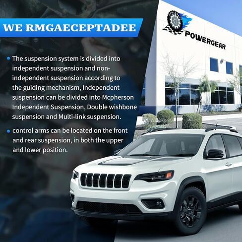 طقم توجيه تعليق POWERGEAR أمامي سفلي للسائق والراكب، أذرع تحكم FWD مع وصلات كروية، وصلات شريطية، قضبان ربط خارجية/داخلية متوافقة مع 2014 2015-2018 Jeep Cherokee RK643179 10 قطع in Kuwait