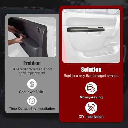 Front Left Driver Side Armrest Repair Kit for 2010–2014 Chevy Silverado 1500 2500HD 3500HD & 2010–2014 GMC Sierra 1500 2500HD 3500HD | Only for Door Panel with Release Handle Below Armrest, Black in Kuwait