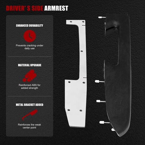 Front Left Driver Side Armrest Repair Kit for 2010–2014 Chevy Silverado 1500 2500HD 3500HD & 2010–2014 GMC Sierra 1500 2500HD 3500HD | Only for Door Panel with Release Handle Below Armrest, Black in Kuwait