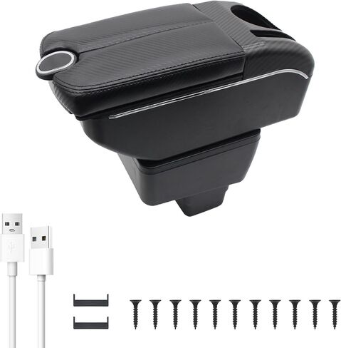 YJYWZH Car Armrest Box for Toyota Prius C Automotive Accessories Center Console with 4 USB Ports & 2 Type-C Interfaces Carbon Fiber Leather Cup Holder in Kuwait