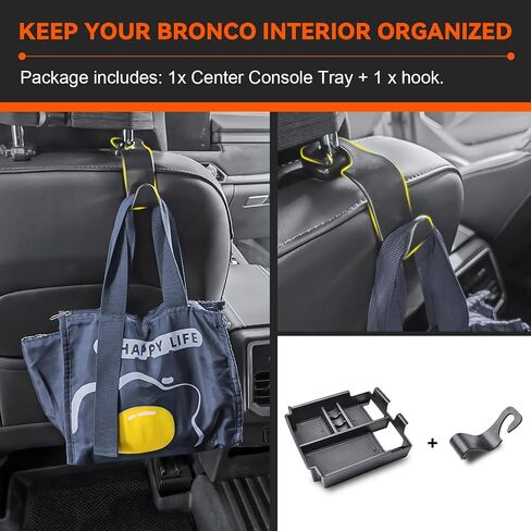TACOBRO 2026 Upgrade Center Console Organizer Tray for 2025 2026 Ford Bronco 4 Door Full Size Automatic Armrest Storage Insert with Mats, Easy Install Accessories | Not for 2 Door/Manual/Sport Model in Saudi Arabia