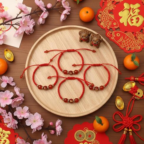 Tondiamo 6 Pcs 2026 Chinese New Year of Horse Bracelet Red String Gold Charm Beaded Bracelet Chinese Zodiac Animal Good Luck Jewelry Year of The Horse Gift in Kuwait