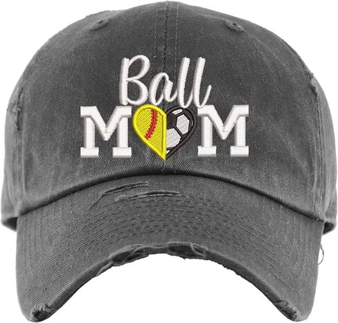 Ball Mom Hat - Softball & Soccer | Distressed Baseball Cap or Ponytail Hat | Personalized Soccer and Softball Mom Hat in Kuwait
