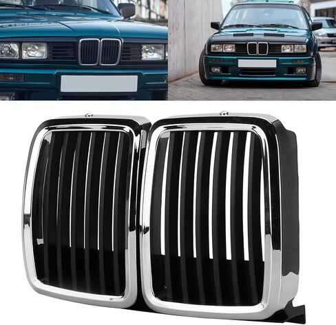 EVGATSAUTO Front Grille, Front Center Grille Grill Chrome 51131884350 Replacement for E30 M3 3 Series 325i 318i 320i in Saudi Arabia