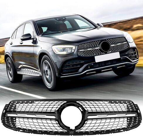 For 2020 2021 2022 Mercedes-Benz GLC-Class GLC 300/300e/350e/43 AMG Front With AMG Package Bumper Diamond Style Grille Center Grill With Black Trim in Saudi Arabia