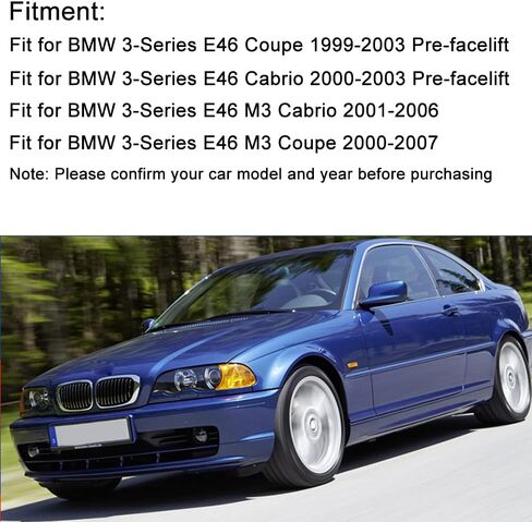 MIC Front Kidney Grill Grilles Fit for 1998-2002 3-Series E46 2-Door Coupe Cabriolet Pre-Facelift & 2000-2007 E46 M3 Coupe Cabriolet, Gloss Black (Single Slat) in Saudi Arabia