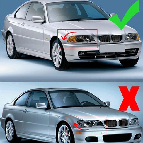 MIC Front Kidney Grill Grilles Fit for 1998-2002 3-Series E46 2-Door Coupe Cabriolet Pre-Facelift & 2000-2007 E46 M3 Coupe Cabriolet, Gloss Black (Single Slat) in Saudi Arabia