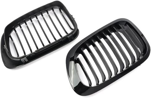 MIC Front Kidney Grill Grilles Fit for 1998-2002 3-Series E46 2-Door Coupe Cabriolet Pre-Facelift & 2000-2007 E46 M3 Coupe Cabriolet, Gloss Black (Single Slat) in Saudi Arabia