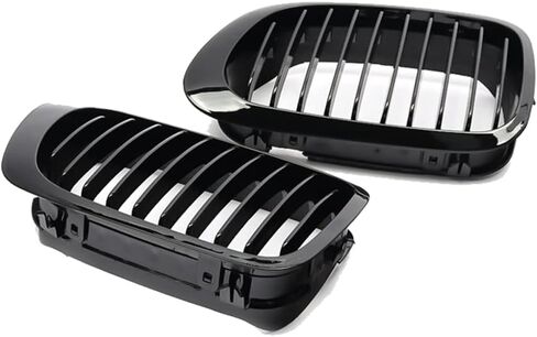 MIC Front Kidney Grill Grilles Fit for 1998-2002 3-Series E46 2-Door Coupe Cabriolet Pre-Facelift & 2000-2007 E46 M3 Coupe Cabriolet, Gloss Black (Single Slat) in Saudi Arabia