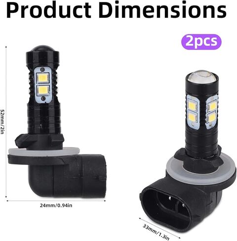 2pcs 50W 881 LED Fog Light Bulbs for 881 889 862 886 894 896 898 Xenon Headlight Bulb Replacement, Bright LED Daytime Running Lights for Cars & Trucks in Saudi Arabia