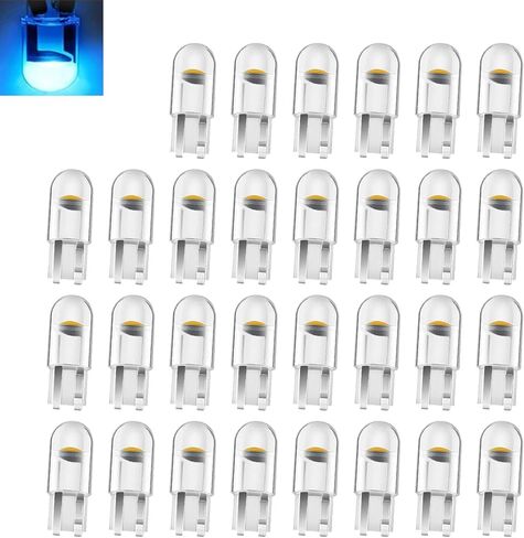 30 قطعة 194 لمبة LED، 168 2825 W5W T10 لمبات، 6000K إسفين COB LED، خالية من الأخطاء لباب خريطة القبة لأضواء لوحة ترخيص وقوف السيارات (أزرق) in Kuwait