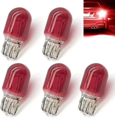 5PCS 7443 Light Bulbs, T20 Dual Wire 7443 Brake Light Bulb, 12V 21/5W Plug and Play Mini Tail Light Bulb, Multifunctional Turn Signal/Reverse/Tail LED Bulb Replacement, for Most Cars (Red) in Kuwait