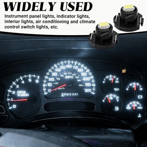 10PCS T4.2 LED Car Interior Lights, 12V Dashboard Gauge Bulb, HVAC AC Heater Climate Controls Lamps, 3030 SMD Switch Indication, Universal Car Light Replacement (White) in Kuwait