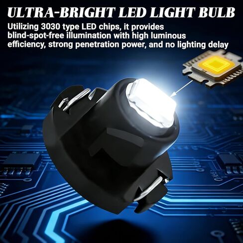 10PCS T4.2 LED Car Interior Lights, 12V Dashboard Gauge Bulb, HVAC AC Heater Climate Controls Lamps, 3030 SMD Switch Indication, Universal Car Light Replacement (White) in Kuwait