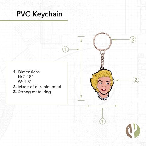 ميدالية صبار الصحراء مارلين مونرو سلسلة مفاتيح مزخرفة من مادة PVC (سلسلة مفاتيح PVC - A) in Saudi Arabia