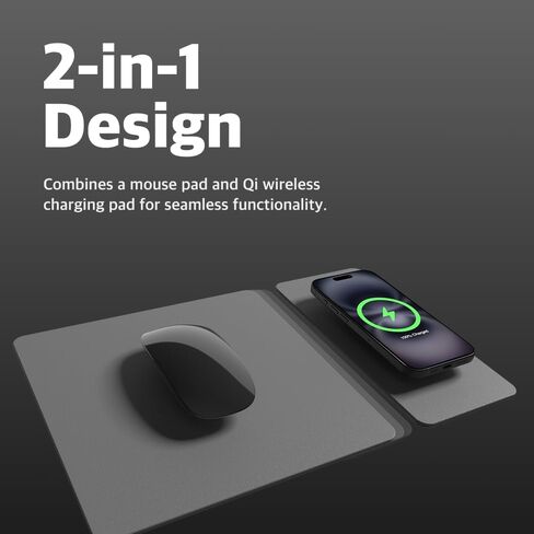 لوحة ماوس شحن لاسلكية سبليت POUT H3 - شاحن Qi سريع مع ملحق مغناطيسي - سطح أملس وقاعدة مضادة للانزلاق - متوافقة مع الهواتف الذكية وسماعات الأذن (رمادي غبار) in Kuwait