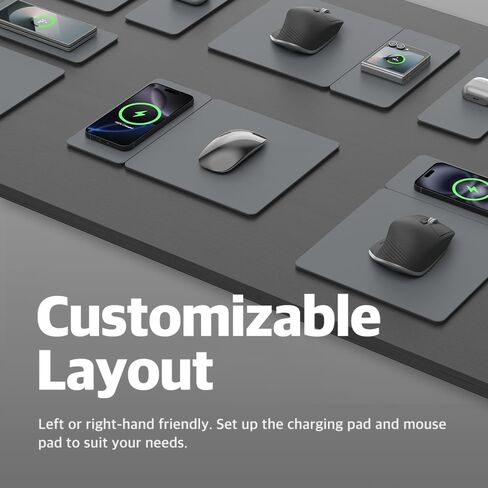 لوحة ماوس شحن لاسلكية سبليت POUT H3 - شاحن Qi سريع مع ملحق مغناطيسي - سطح أملس وقاعدة مضادة للانزلاق - متوافقة مع الهواتف الذكية وسماعات الأذن (رمادي غبار) in Kuwait