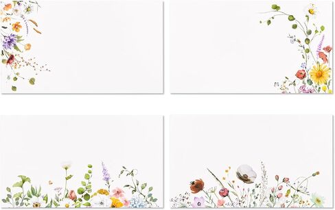 Crisky 120 Pack Wildflower Table Place Cards Blank Seating Place Name Cards for Wedding, Parties, Dinner, and Special Events, 2 x 3.5 Inches in Saudi Arabia