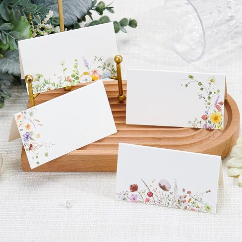 Crisky 120 Pack Wildflower Table Place Cards Blank Seating Place Name Cards for Wedding, Parties, Dinner, and Special Events, 2 x 3.5 Inches in Saudi Arabia